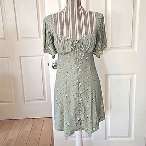 URBAN OUTFITERS Women Mini Dress Floral Sweaterheart Button up Flowy Size S/P